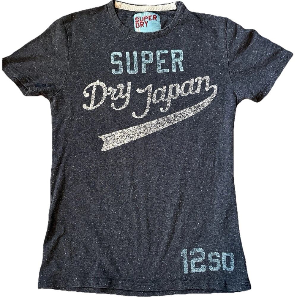 Superdry Japan Graphic Tee Mens M Blue Distressed Logo 1250 Shirt